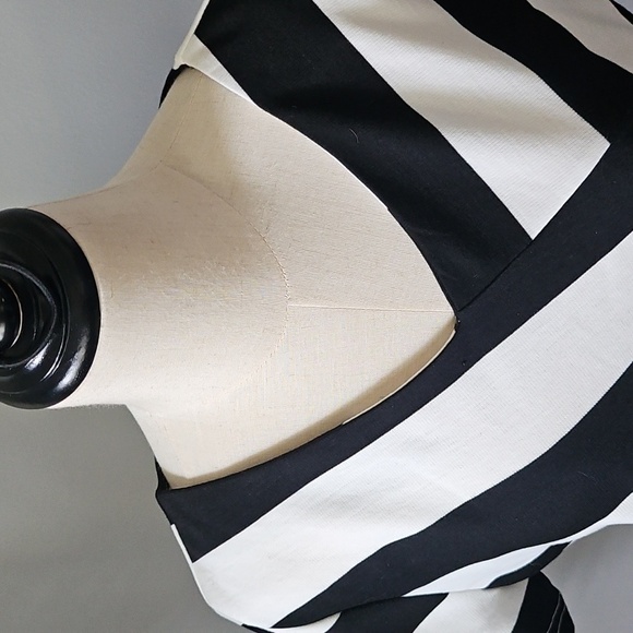 Agnes Orinda Black and White Striped Peplum Blouse - Picture 8 of 16